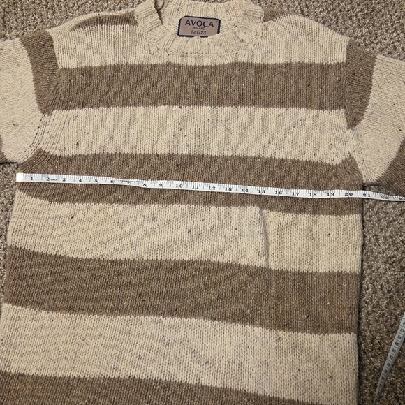 Avoca Ireland Wool Stripe Sweater Women's XL Long Sleeve Tan Brown Crew Neck - Picture 8 of 9